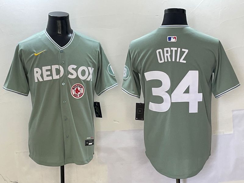 Men Boston Red Sox #34 Ortiz Green Joint Name Game Nike 2025 MLB Jersey style 8->boston red sox->MLB Jersey